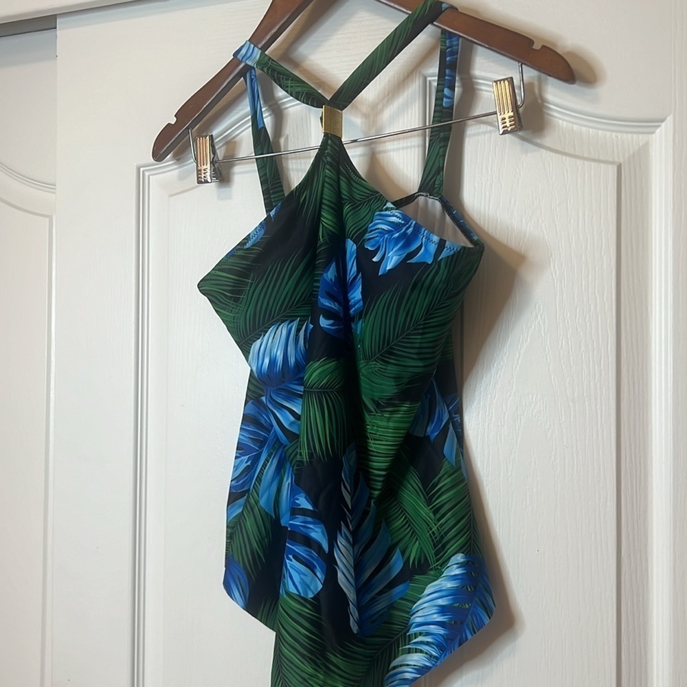 Floral Swim Top - Blue Green Black - Large - NWOT
